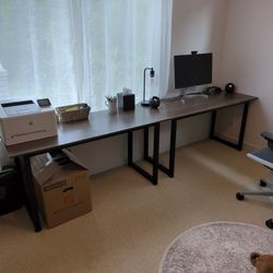 2 Matching 55" Brown Computer Desks