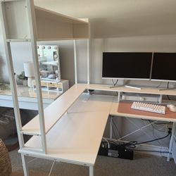 White L Desk With A Shelf