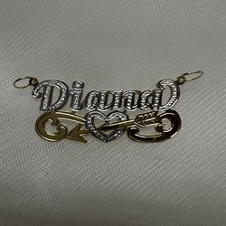 14k Solid Real Gold Name Charm 
