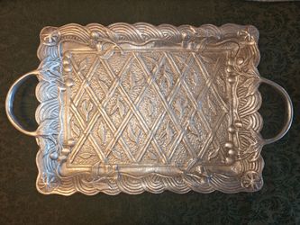 Aluminum Serving Tray with Embossed Leaf Design made in India