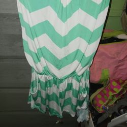 Green And White Stripped Romper