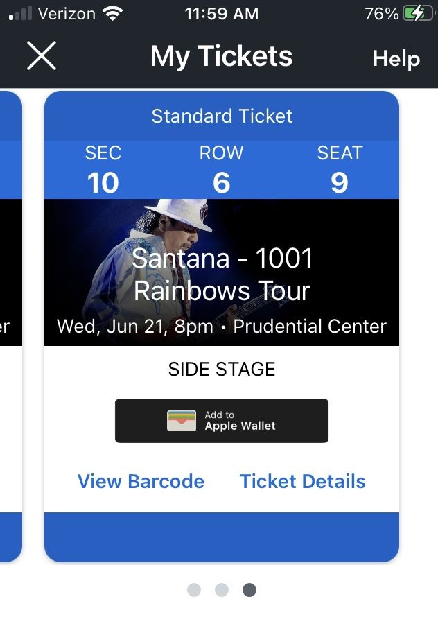 Santana - Prudential Center 6/21