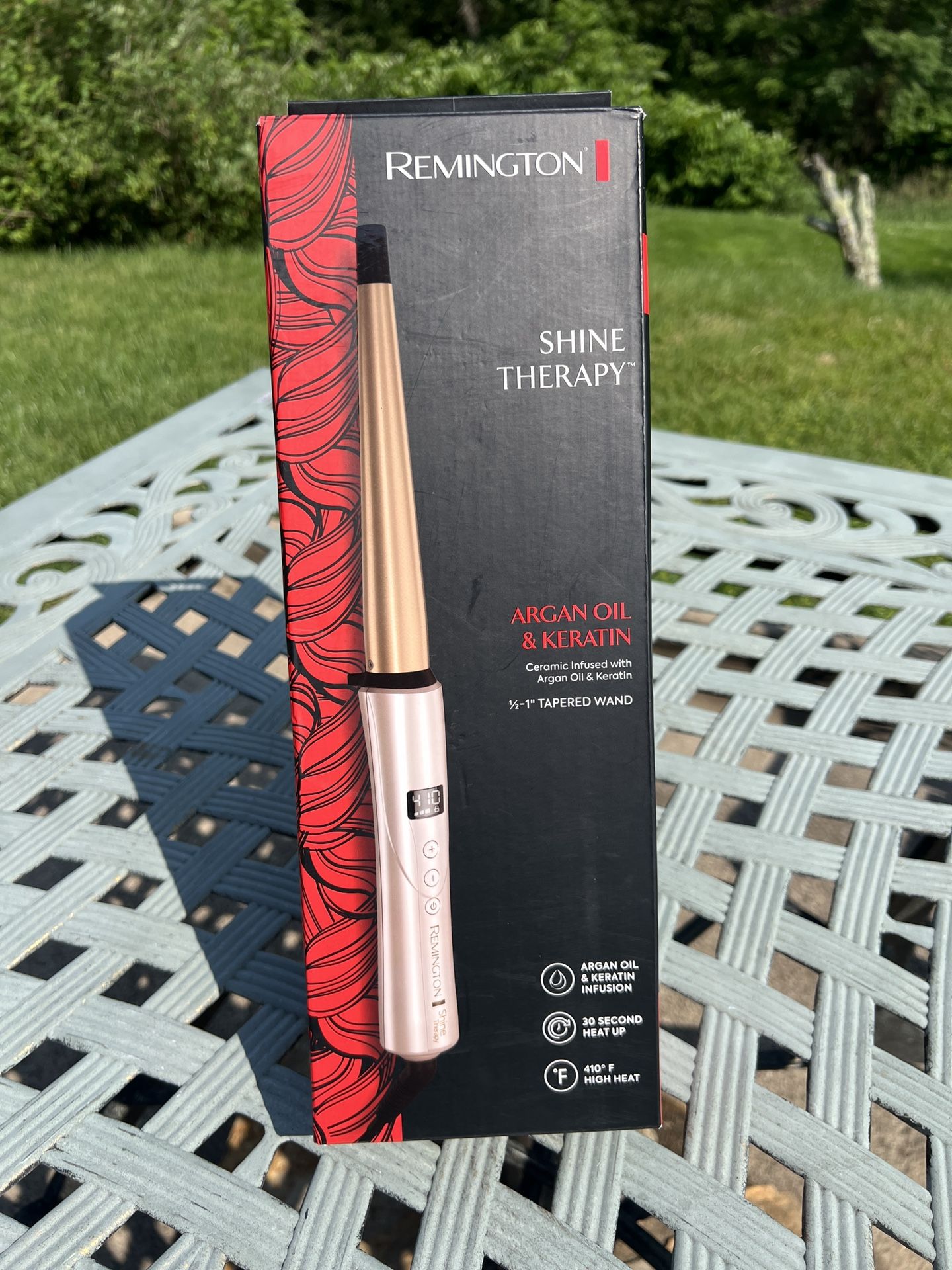 Remington Shine Therapy Argan Oil & Keratin Infused ½-1 Inch Tapered Curling Wand for Natural Curls, Includes Heat Glove