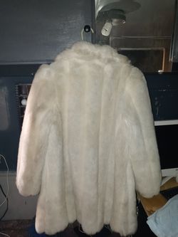 White rabbit fur jacket womens Medium