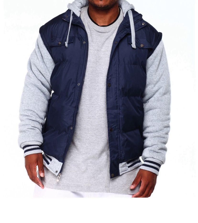 US ICON men’s fleece &nylon navy&gray jacket XXL