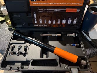 1/2" Offset Extension Wrench Set for Impact Tools For Tight/Angled Repairs, Includes 1/2", 3/8", 1/4" Adapters, Works with Drills, Impact Wrenches & R