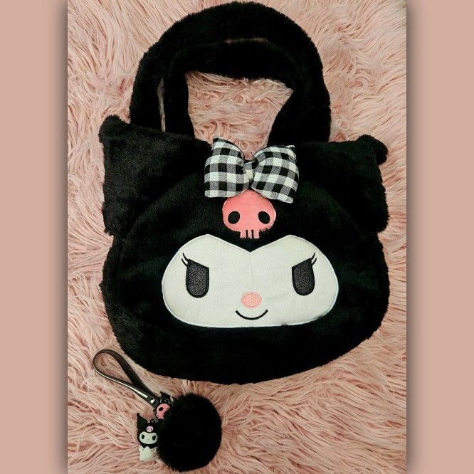 Kawaii Sanrio Kuromi Plush Shoulder Bag | Birthday Gift 💜🖤 Christmas Gift 🎄🎁✨️