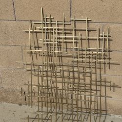 Large 37” Gold Metal Abstract Wall Art Decor