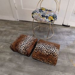 Leopard Small Stool Seats.and Lil Gold Chair..take All For $15