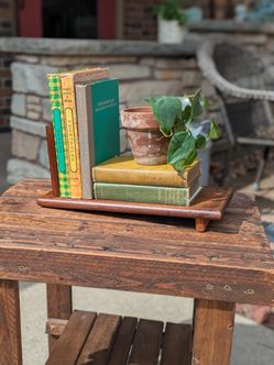 Vintage Hand Crafted CottageCore Wood Tabletop Leaning Bookshelf