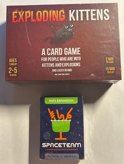 Exploding Kittens Card Game + Spaceteam NSFS Expansion Deck - Brand New - $20