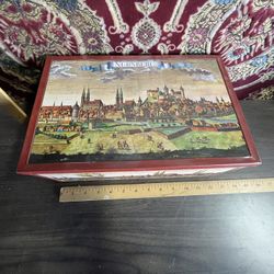 Vintage E. Otto Schmidt Large Cookie Biscuit Tin Box W. Germany Nurnberg 12.5"