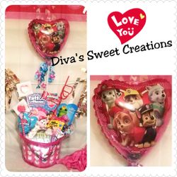 Paw Patrol Valentine Kids gift Basket