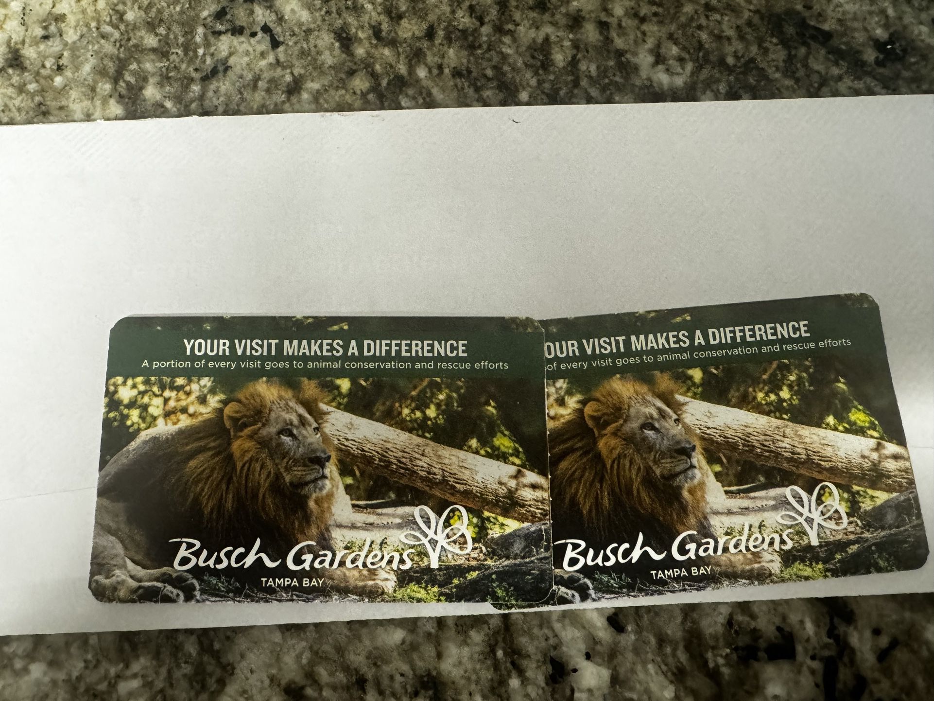 2 One Day Passes To Busch Gardens 