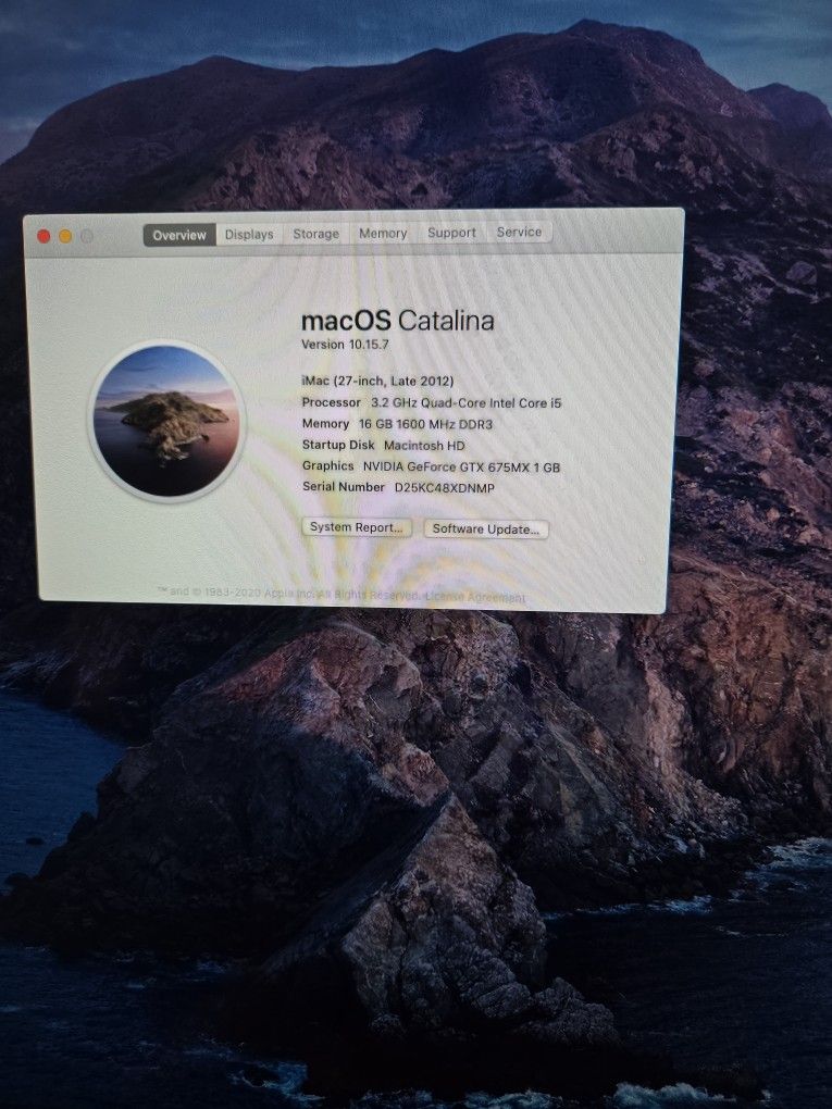 Imac 27 Inch All In One Desktop 3.2 Ghz Processor 16 Gb Memory