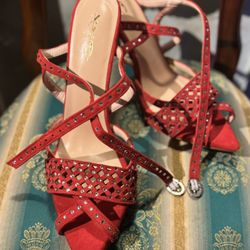 XYD : RED SANDAL CROSS ANKLE SHOE