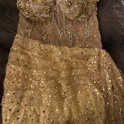 Yellow Sequin customized gown dress