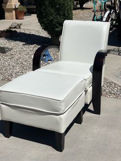 White Accent Chair W/ Matching Ottoman!