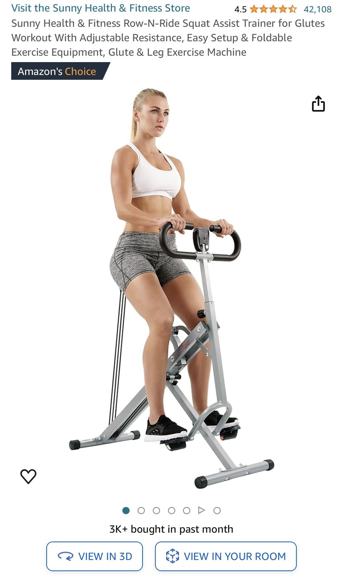 Sunny Health & Fitness Row-N-Ride Squat Assist Trainer for Glutes Workout 
