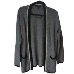 Banana Republic Knit Open Front Black White Cotton Blend Cardigan Small
