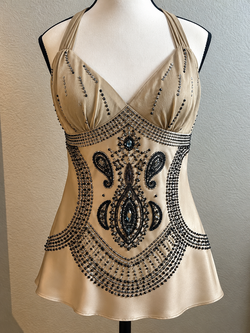 Mesmerize 100% Silk Beaded Halter Top – Size Small