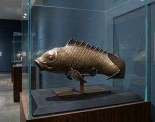 Vintage Bronze Koi Fish Sculpture 11.5" Carp Figurine  (Damage to Dorsal Fins)