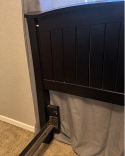 Black Wood Bed Headboard with Frame