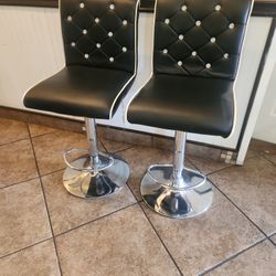 2 Black Black Bar Stools