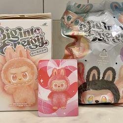 Pop Mart Labubu The Monsters Big Into Energy Love Vinyl Plush Pendant Blind Box Figure Macaron Pink Green Brown Grey Red White Cream Seat Secret Toy C