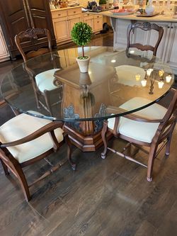 Oct. 13 Only: Round Glass Top Dining Table with 6 Chairs