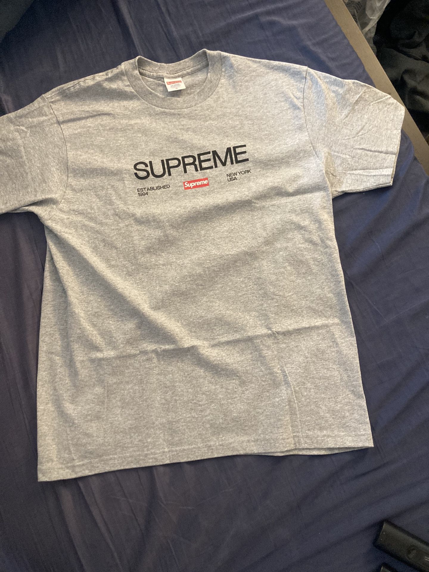 F/W 21 Supreme Est 1994 Tee.  Heather Grey 