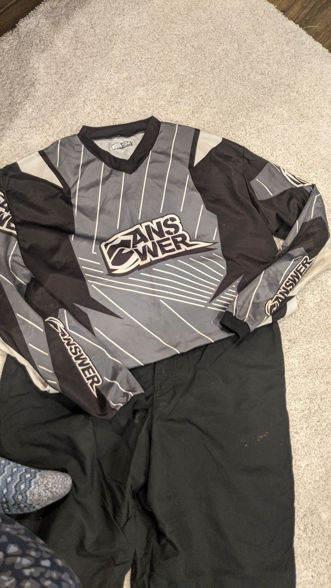 Answer Racing Motocross Riding Jersey Dirt bike Off Road SM Black Gray/Ultra-pore Pants M