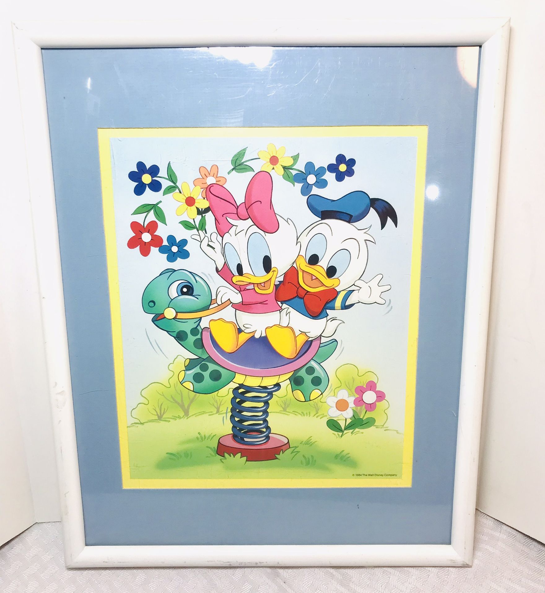 Vintage 1984 Disney Donald & Daisy Duck Framed picture