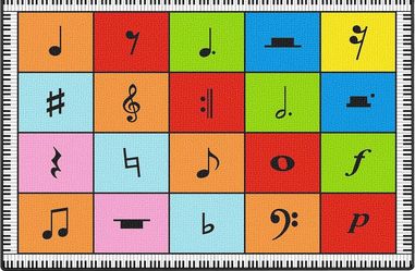 New Music Classroom Rug 5’ x 7’6” Durable Non-Slip Nylon School Circle Time Carpet for Preschool, Daycare & Learning Areas