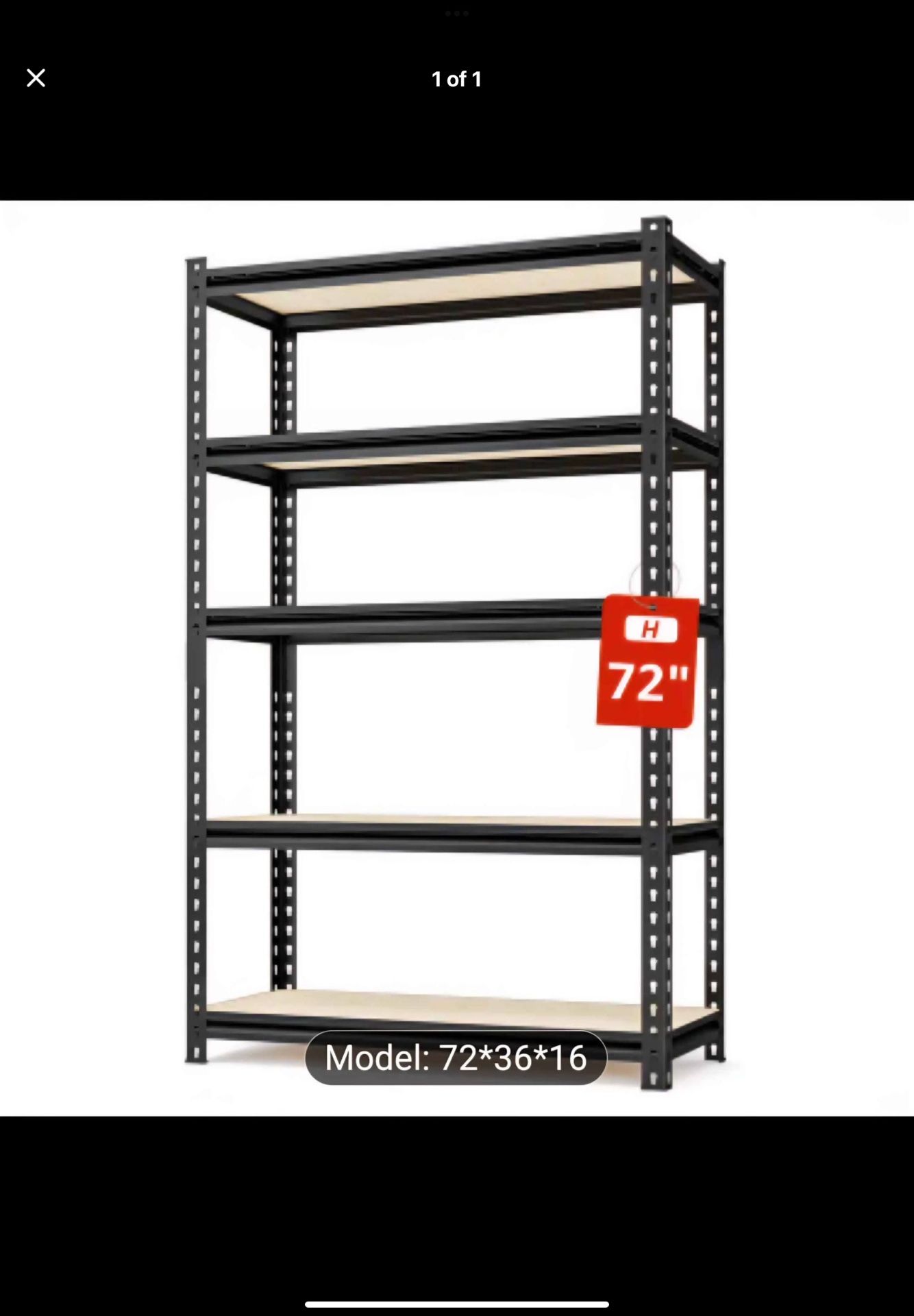 5 Tier Storage Shelves, 72" H X 36" W X 16" D Adjustable Metal Shelving Unit, Heavy Duty Garage Stor