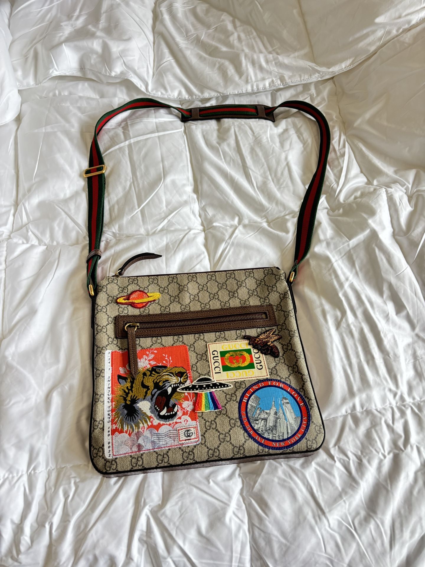 Gucci GG Monogram Courier Flat Messenger Bag Medium