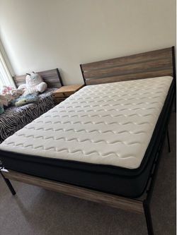 Queen bed frame and full bed frame with mattress