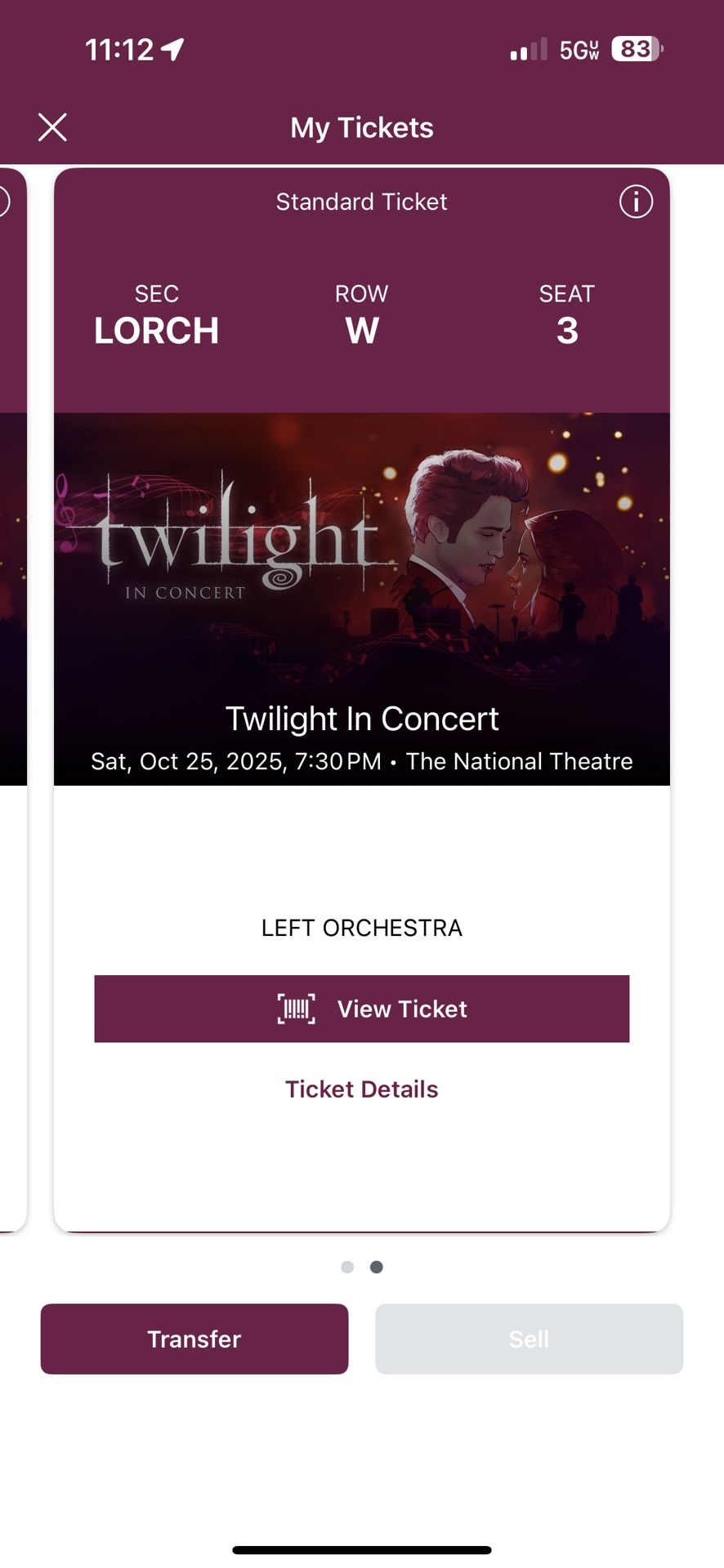 Twilight In Concert - 2 Tickets National Theatres