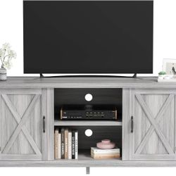New TV Stand for 65 Inch TV Farmhouse Entertainment Center with Double Barn Doors and Storage Cabinets, Console TV Table Media for Living Room, Bedroo