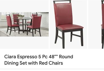 Dining Room 4 Red Chairs