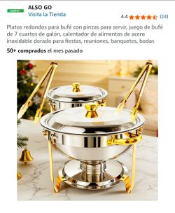 Platos redondos para bufé con pinzas para servir, juego de bufé de 7 cuartos de galón,