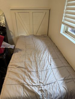 Twin bed frame and mattress