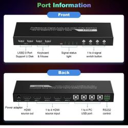 KVM Switch HDMI 4 Port, JCHICI 4K@60Hz USB KVM Switcher for 4 Computers Share