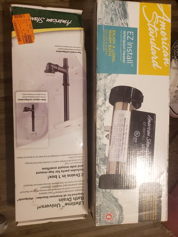 American Standard Whirlpool Tub Heater and Deep Soak Drain