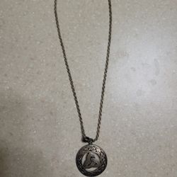 Sterling Silver Necklace With Pendant.  Weight Is 13 Grams 