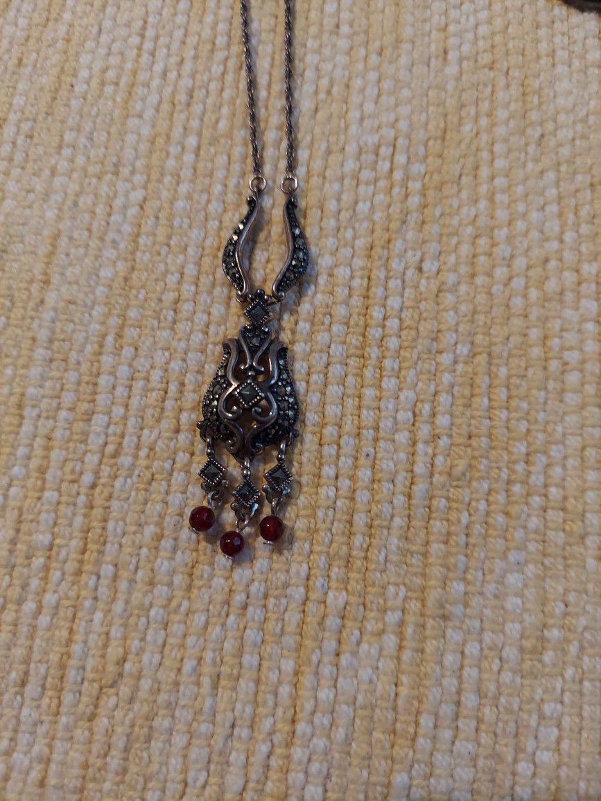 Amber Marcasite Necklace 