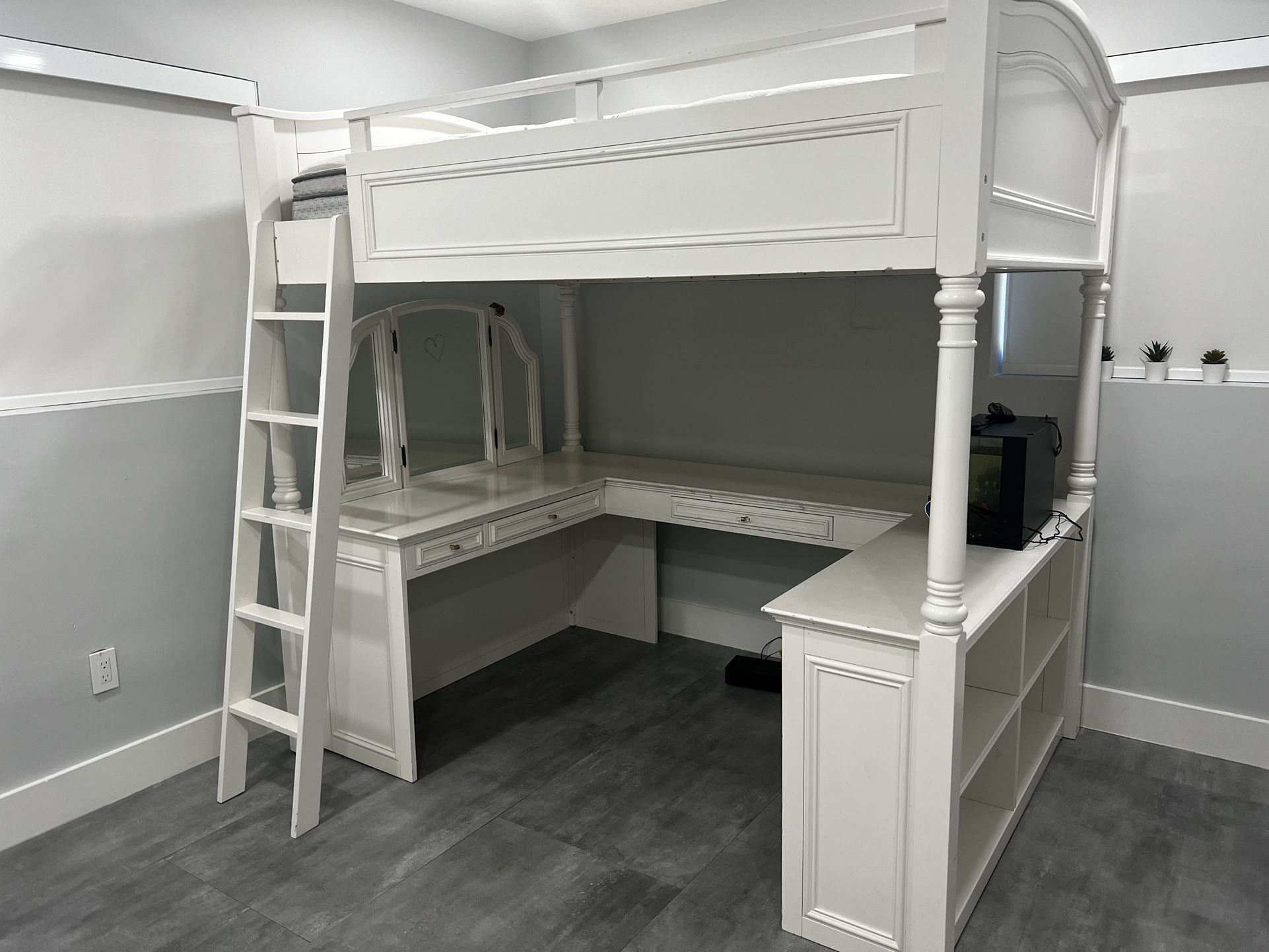 White Pottery Barn Chelsea Vanity Loft Bed