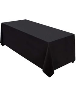 Black Tablecloth 90 x 132-inch Rectangular Polyester Table Cloth for Weddings, Banquets, or Restaurants