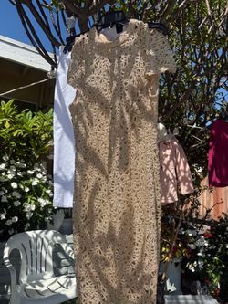 Gold Lace Midi Dress