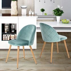 Homy Casa Zomba Upholstered Dining Chairs, Boucle or Velvet Fabric, Oak Metal Legs